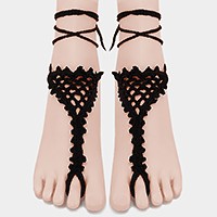 1Pair - Crochet lace up anklets
