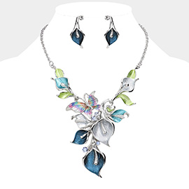 Colorful Butterfly Petal Cluster Vine Necklace