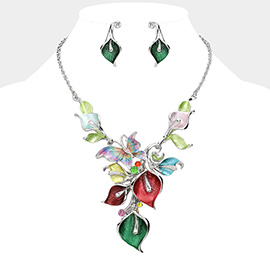 Colorful Butterfly Petal Cluster Vine Necklace