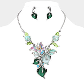 Colorful Butterfly Petal Cluster Vine Necklace