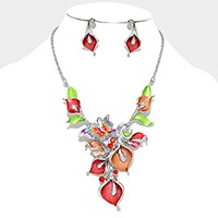 Colorful butterfly petal cluster vine necklace