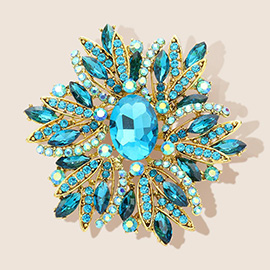Glass Crystal Flower Brooch / Pendant
