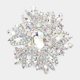 Glass Crystal Flower Brooch / Pendant