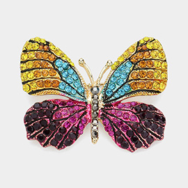 Rhinestone Pave Butterfly Pin Brooch