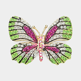Rhinestone Pave Butterfly Pin Brooch