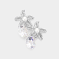 Crystal Cubic Zirconia Drop Starfish Earrings