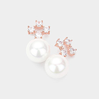 Crystal Cubic Zirconia Pearl Earrings
