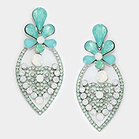 Crystal rhinestone flower & heart evening earrings