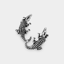 Embossed Metal Crocodile/Alligator Stud Earrings