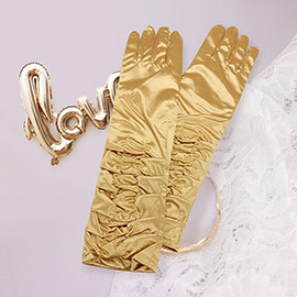 Dressy satin ruffle gloves