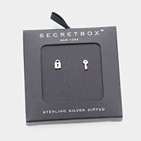 Secret Box_Sterling Silver Dipped Key & Lock Stud Earrings