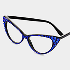 Crystal Cat Eye Clear Lens Sunglasses