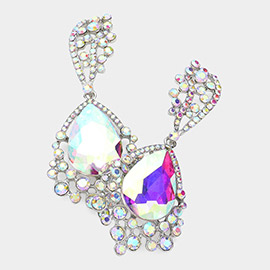 Chunky Crystal Rhinestone Teardrop Bubble Evening Earrings