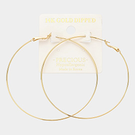 14K Gold Dipped 2.75 Inch Metal Hoop Earrings