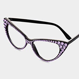 Crystal Cat Eye Clear Lens Sunglasses