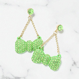 Rhinestone Embellished Bow Dangle Earrings