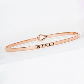 WIFEY Engraved Thin Brass Metal Bangle Bracelet
