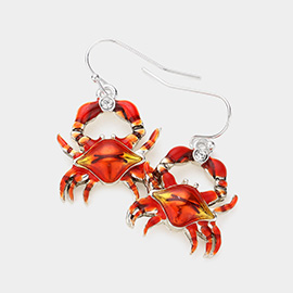 Enamel Crab Dangle Earrings