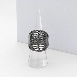 Wide Rhinestone Stretch Ring