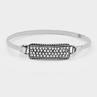 Crystal pave disc metal hook bracelet