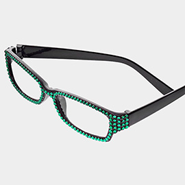 Crystal Pave Rectangular Reading Glasses