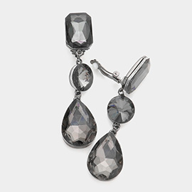 Triple glass crystal clip on earrings