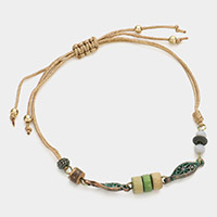 Wooden bead cinch bracelet