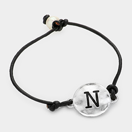 -N- Monogram Metal Disc Pearl Pointed Bracelet