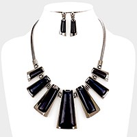 Enamel Bar Metal Chain Necklace