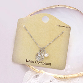 -W- Monogram Pearl Pendant Necklace