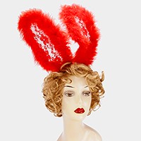 Bunny ears fur lace headband