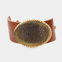 Druzy accented faux leather cinch bracelet