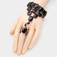 Oval crystal rhinestone stretch hand chain bracelet