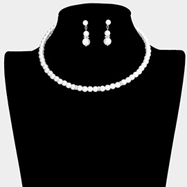 Crystal Detail Pearl Choker Necklace