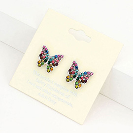 Rhinestone Pave Butterfly Stud Earrings