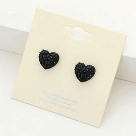Crystal Pave Heart Stud Earrings