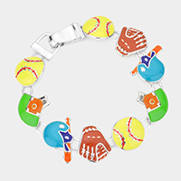 Baseball Theme Link Magnetic Bracelet