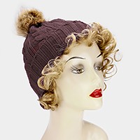 Knit beanie hat with pom pom