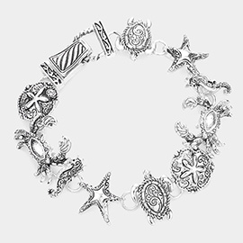 Metal Turtle Starfish Link Magnetic Bracelet