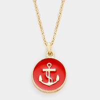 Enamel anchor pendant necklace