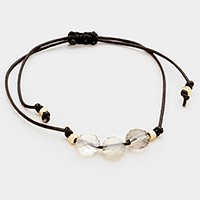 Triple glass bead cinch bracelet