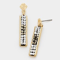 Crystal pave metal bar earrings