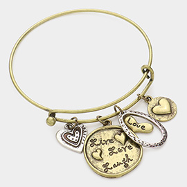 Live Love Laugh Message Heart Charm Bracelet