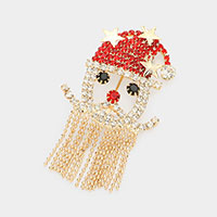 Crystal Santa Claus Fringe Beard Pin Brooch