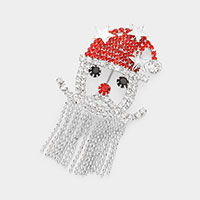 Crystal Santa Claus Fringe Beard Pin Brooch