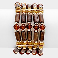 Wooden beads & glass beads stretch bracelet