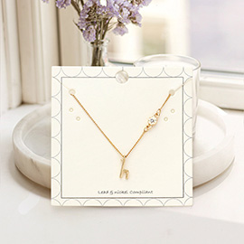 'H' small letter monogram pendant necklace with crystal