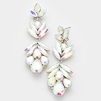 Glass crystal petal statement evening earrings