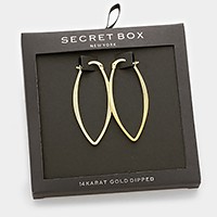 Secret Box _ 14K Gold Dipped Metal Hoop Pin Catch Earrings 
