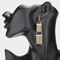 Double layer metal chain fringe swing earrings